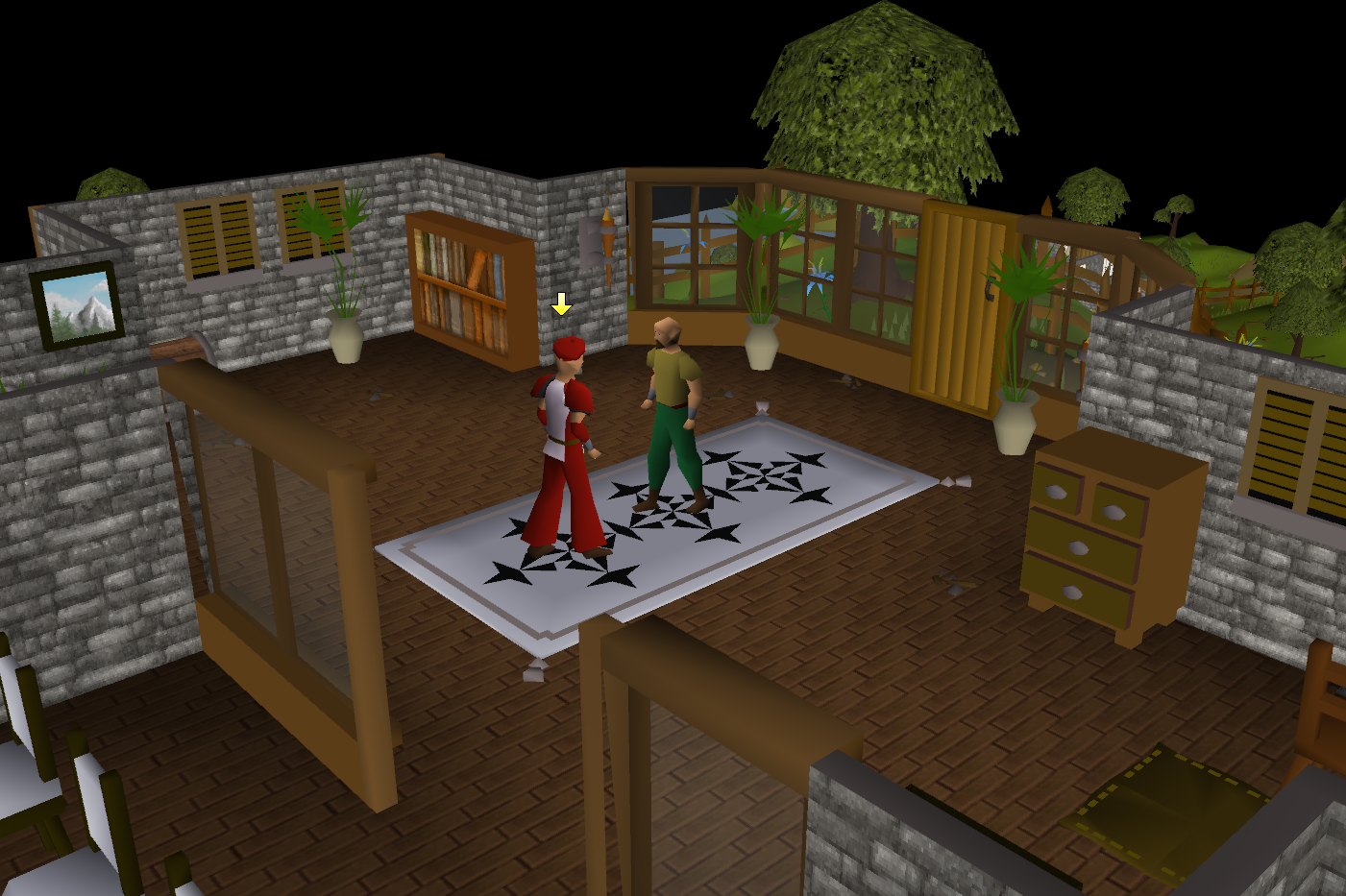 Zwei Spielfiguren in einem Haus in Old School RuneScape